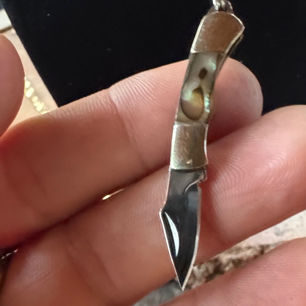 Stylish Silver and Gold Knife Pendant Necklace